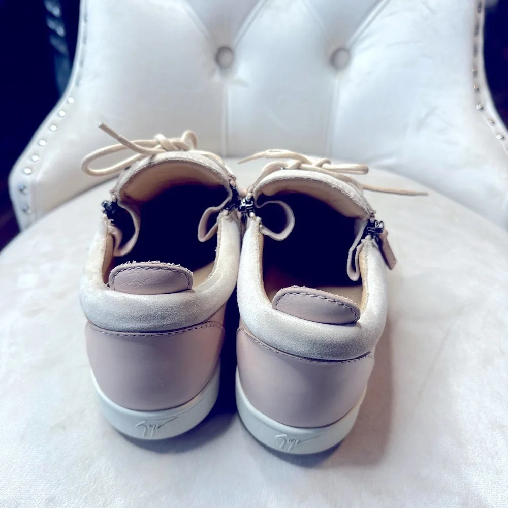 Giuseppe Zanotti Pink and Cream Sneakers with Side Zipper